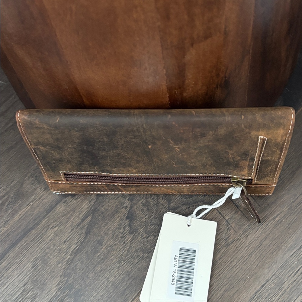 American Bison Genuine Leather,snap close,6 card,zipper coins,2 slash,bull skull - Picture 9 of 10